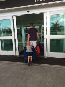 My newly 40 year old boyfriend, helping to get the boy and the luggage to the check in counter, before leaving my to manage the rest of this journey alone. 